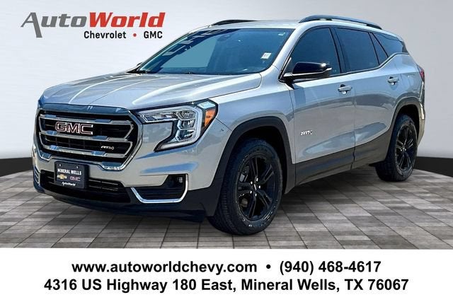 2023 GMC Terrain AT4 in Sterling Metallic — front three-quarter view